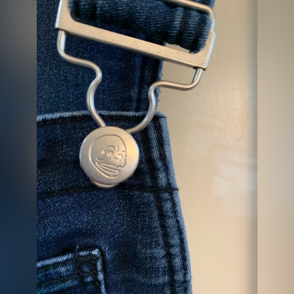 Cheap Monday Dungaree Spray Dark Wash Skinny Denim Overalls size M - Picture 6 of 12